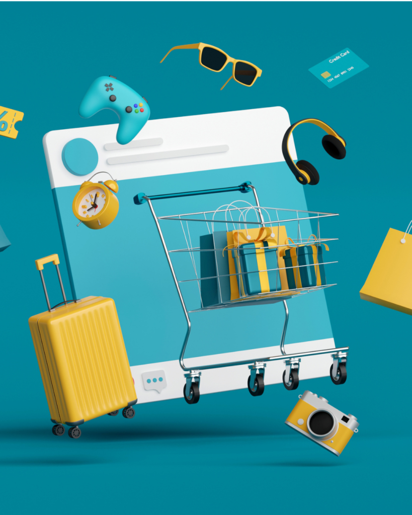Herroepingsknop_blog_foto_3 Illustratie met producten rondom het thema online shoppen