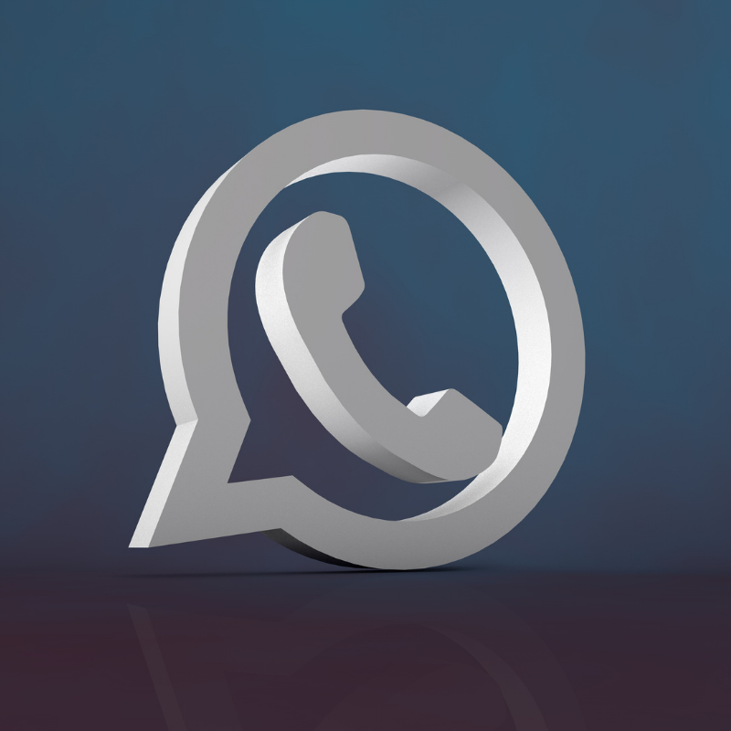 WhatsApp logo blauwe achtergrond Grijs WhatsApp logo met blauwe achtergrond